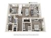 B4 3D Floor Plan Two-Bedroom Floor Plan B4|26 at City Point Apartments